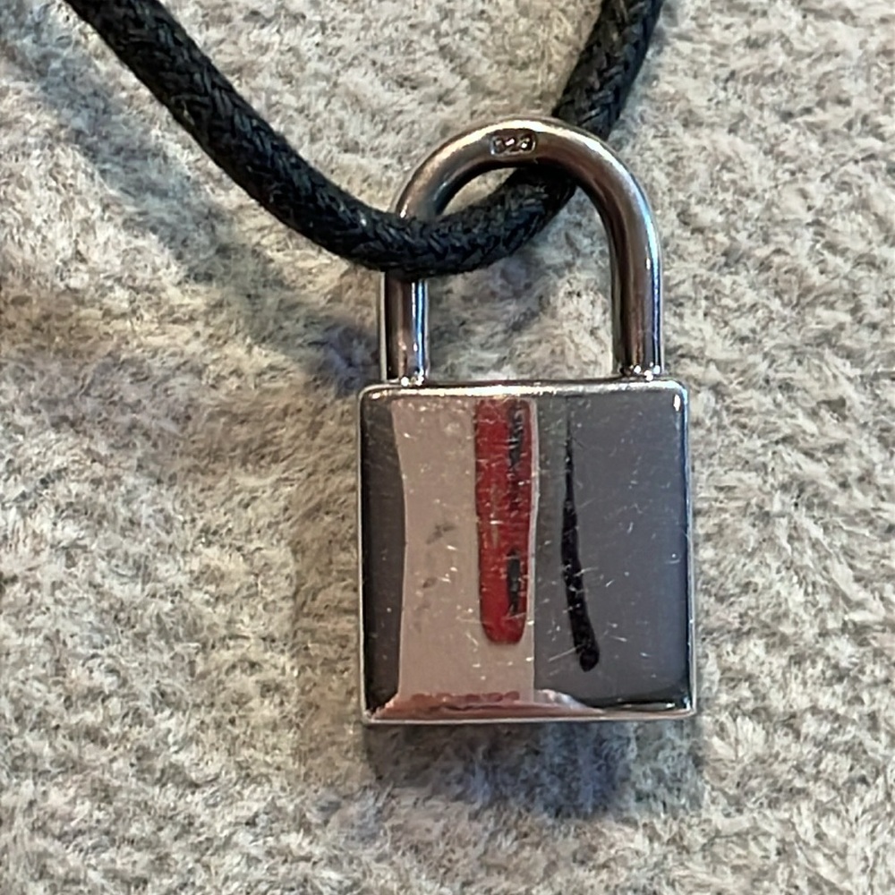 Coach 925 Sterling Silver Padlock Pendant Necklace Silk Cord Rare Vintage - Picture 3 of 9